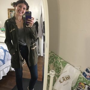 Army green mid length kahki jacket (Cabi)